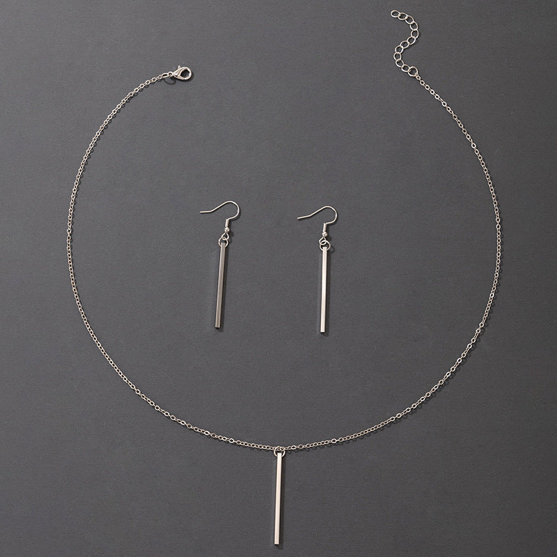 Wholesale Pendant Set  Silver Geometric Earrings Necklace Set